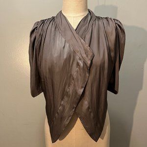 KAREN MILLEN SILKY SILVER GRAY BOLERO/SHRUG SZ 4